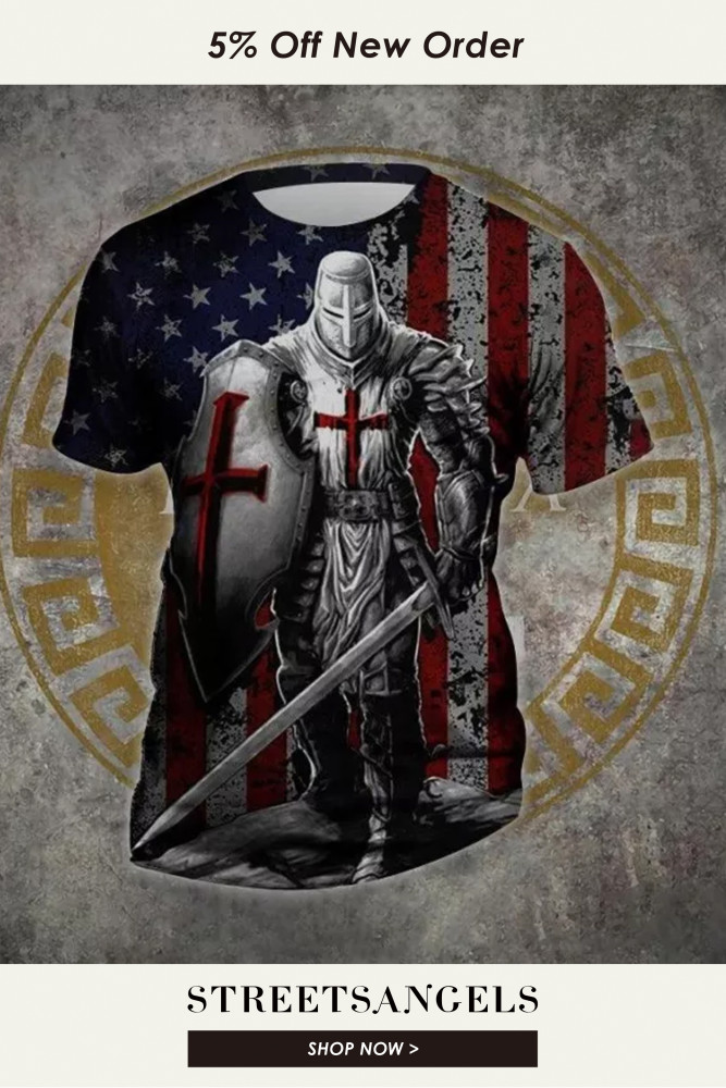 Men's Outdoor Knights Templar Print Short Sleeve T-Shirt