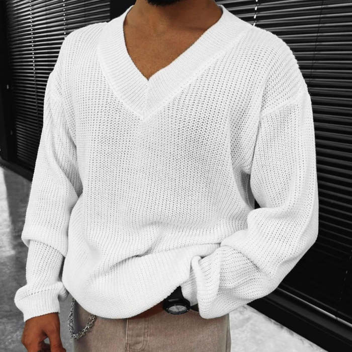 Men's Casual Long Sleeve V-Neck Sweater