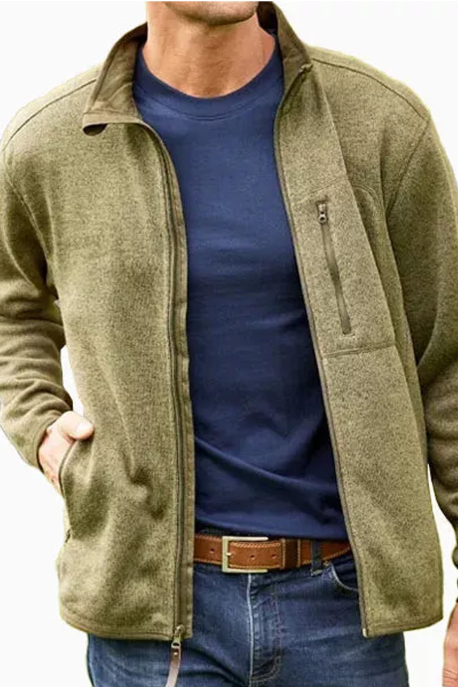 Men's Vintage Plush Fleece Zipper Pocket Jacket Outerwear