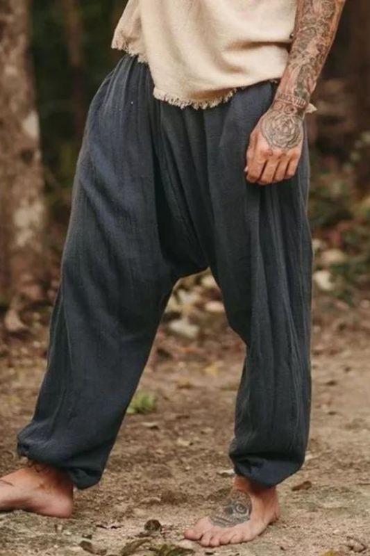 Men's Linen Holiday Plain Harem Pants