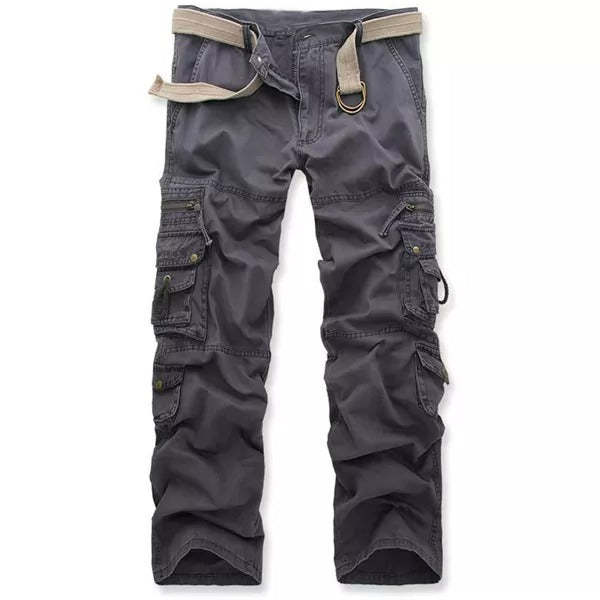 Mens Multi-Pocket Vintage Washed Cotton Washed Multi-Pocket Tactical Pants