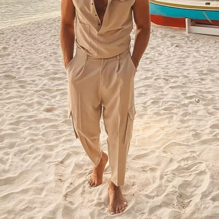 Men's Solid Color Beach Casual Pants