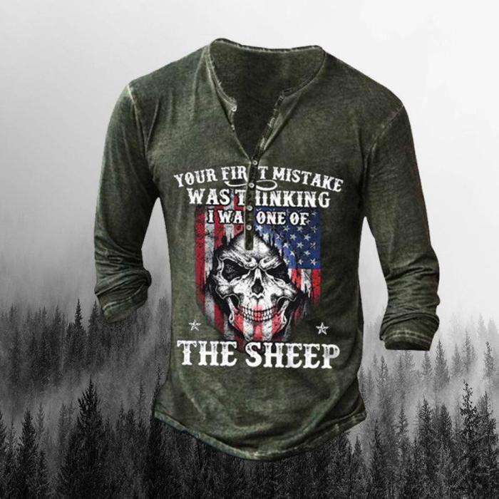 Men's Green Retro Death Print Shirt