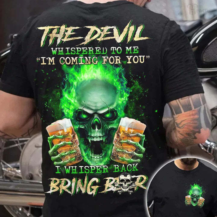 The Devil Whispers To Me Brings Beer Print Men's Short Sleeve T-Shirt