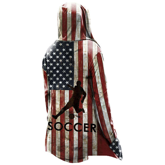 Men's Vintage Hoodie Soccer Flag All Over Print Fleece Jacket