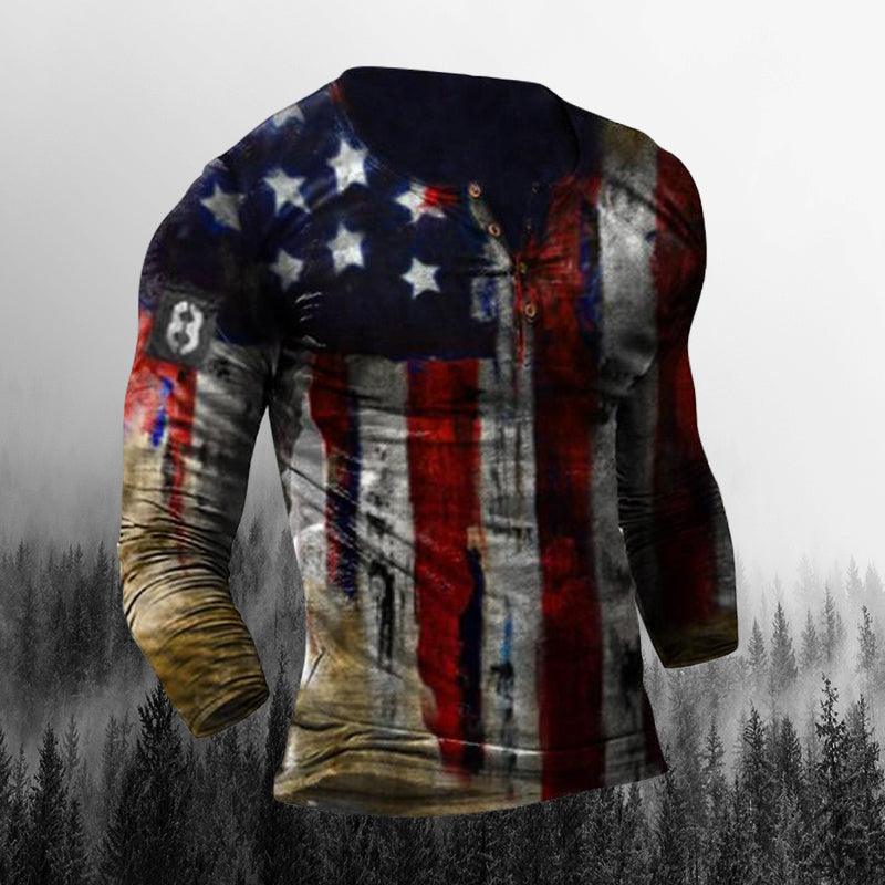 Men's Outdoor Independence Day Printed Freedom Long Sleeve