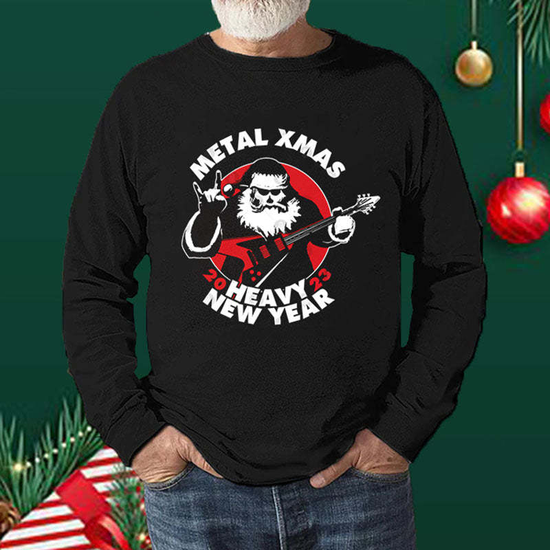 Mens Christmas Santa Print Long Sleeve Shirt