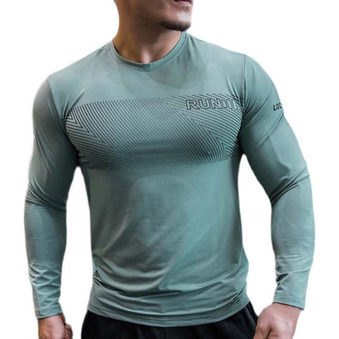 Spandex Long Sleeve Mens Fitness T Shirt