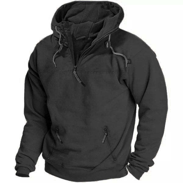 Mens Outdooor 1/4 Zip Hooded Military Tactical Sweatshirt Hoodie