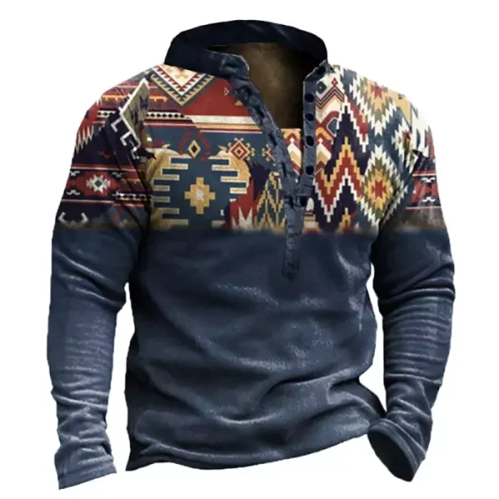 Men's Outdoor Ethnic Pattern Stitching Tooling Sweatshirts