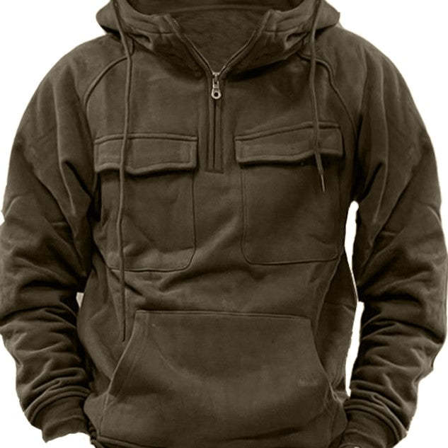 Men's Vintage Casual Multi-pocket Zip Hoodie