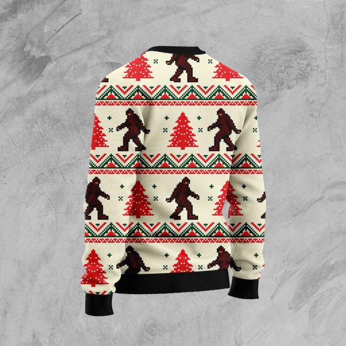 Men's Christmas Pine Tree Gorilla Printed Knitted Sweater