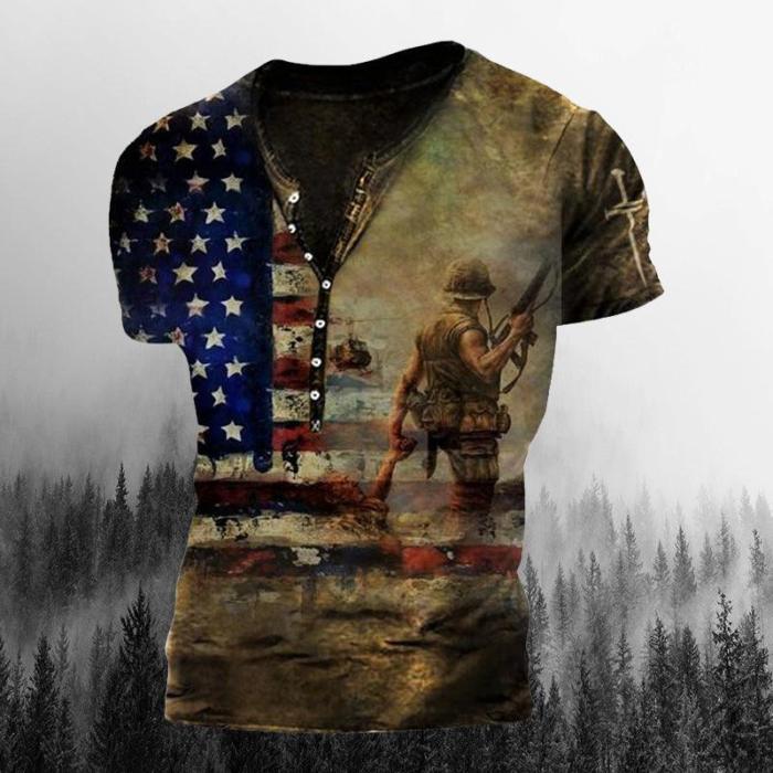 Men's outdoor independence day printed Freedom shirt