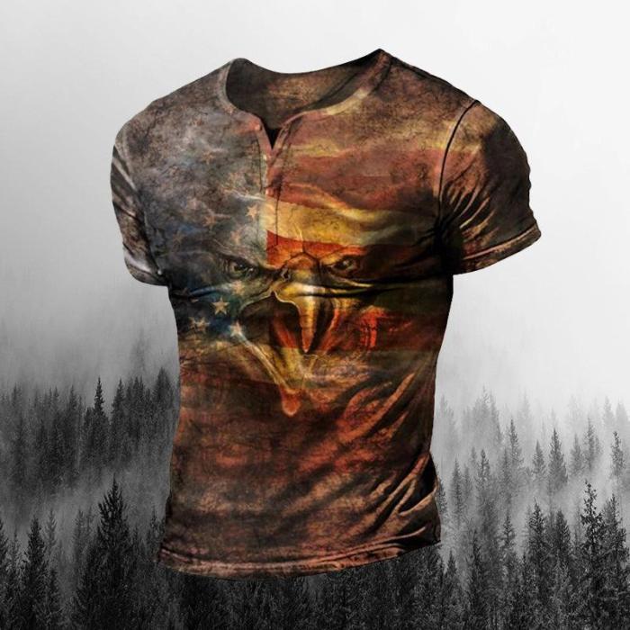 Men's Outdoor Freedom Eagle Print Comfortable Casual T-shirt