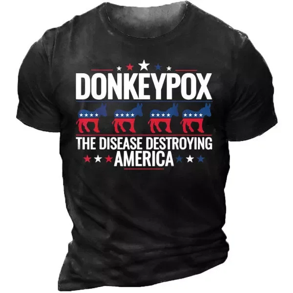 Donkey Pox Print Comfortable Round Neck Casual T-Shirt
