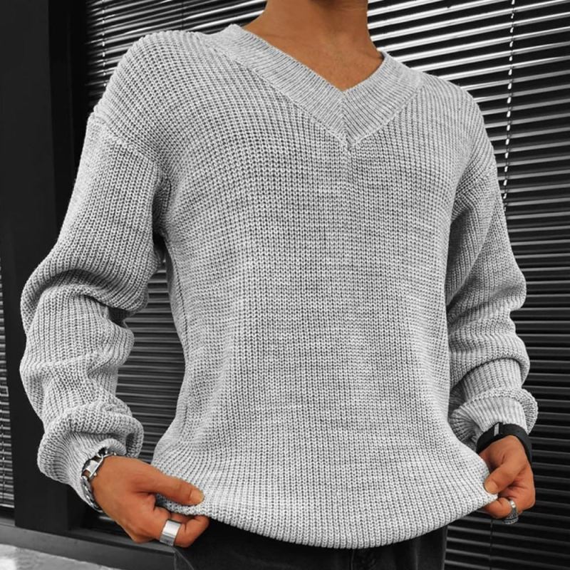 Men's Casual Long Sleeve V-Neck Sweater