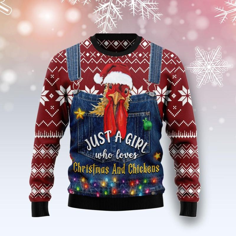 Men's Christmas Ugly Sweater Funny Turkey Printed Knitted Sweater