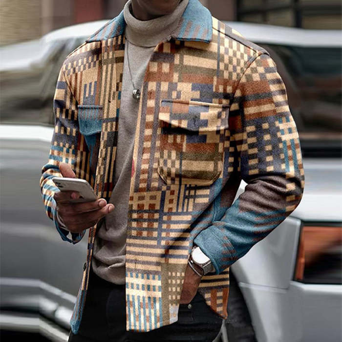 Men's Geometric Pattern Fashion Casual Jacket