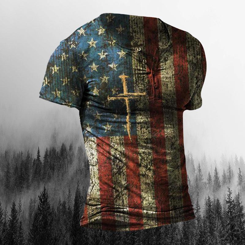 Men's Outdoor Freedom Eagle Print Casual T-shirt