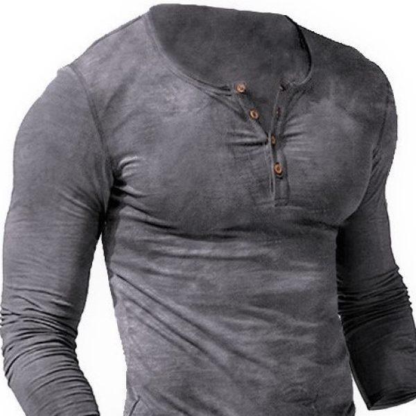 Men's Outdoor Freedom Print Long Sleeve V-Neck Shirt