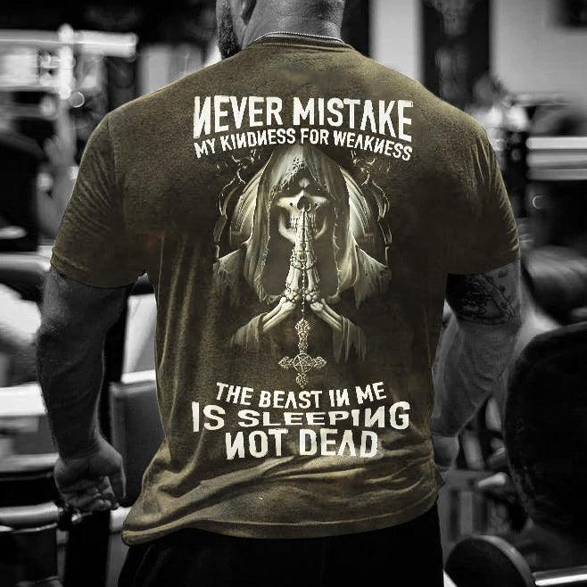 The Beast In Me Sleeps Not Dead Skeleton Basic Mens T-Shirt