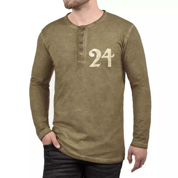 Men's Vintage Military Graphic Print Henley Collar Sweatshirts