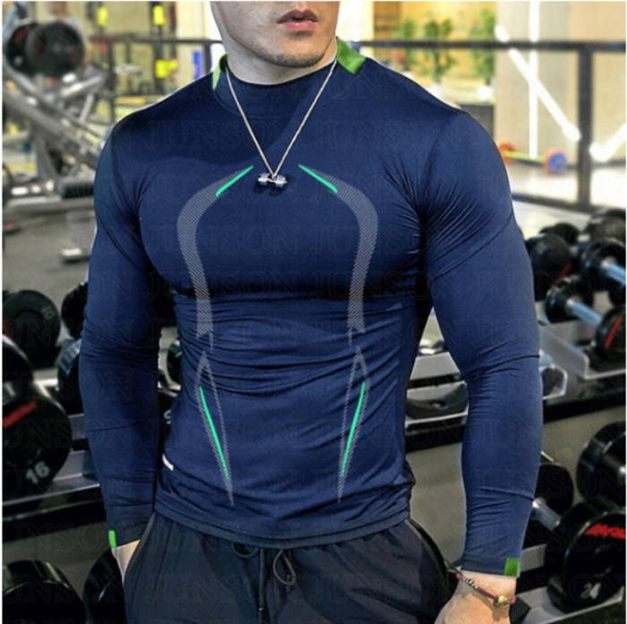 Mens Running Gym Shirts Long Sleeve Quick Dry Breathable Fitness Shirts Training Sports T-Shirts