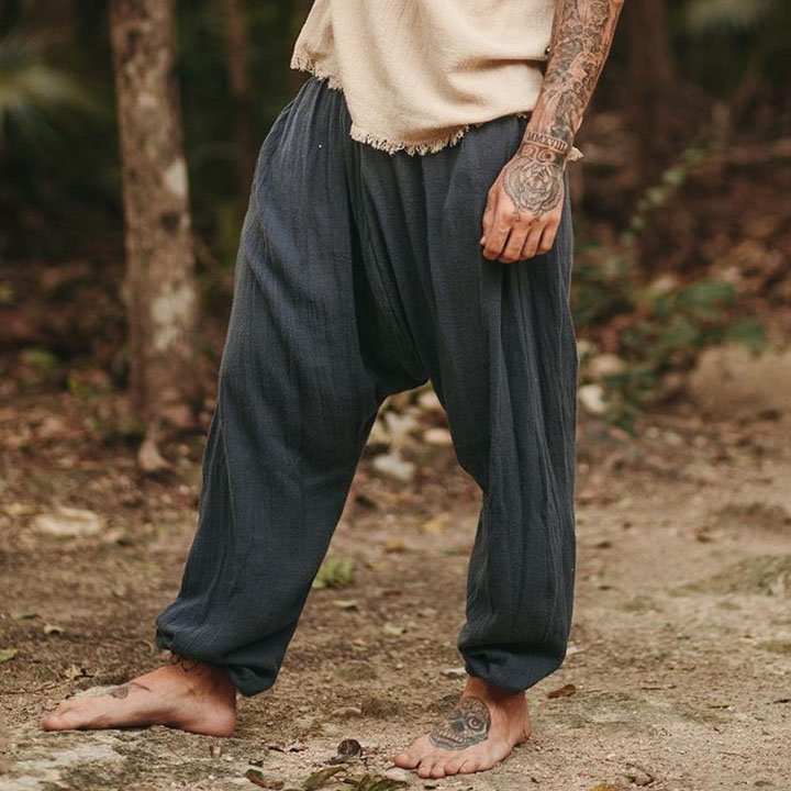 Men's Linen Holiday Plain Harem Pants