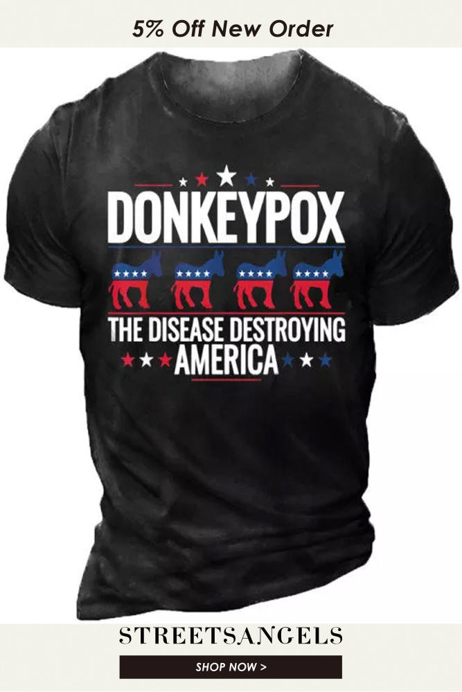 Donkey Pox Print Comfortable Round Neck Casual T-Shirt
