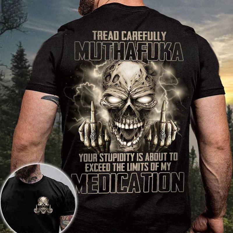 Casual Skull Print Mens Short Sleeve T-Shirt