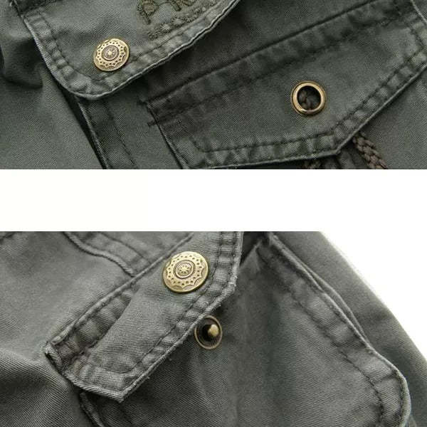 Mens Multi-Pocket Vintage Washed Cotton Washed Multi-Pocket Tactical Pants