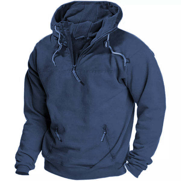 Mens Outdooor 1/4 Zip Hooded Military Tactical Sweatshirt Hoodie