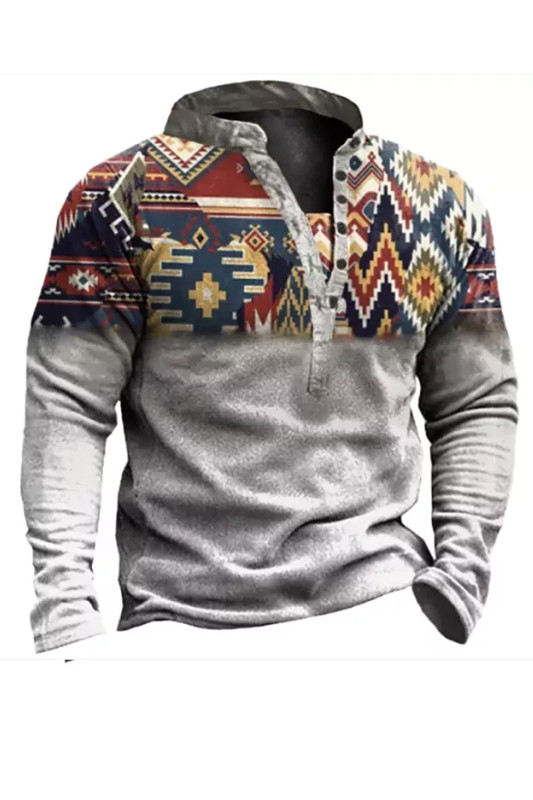 Men's Outdoor Ethnic Pattern Stitching Tooling Sweatshirts