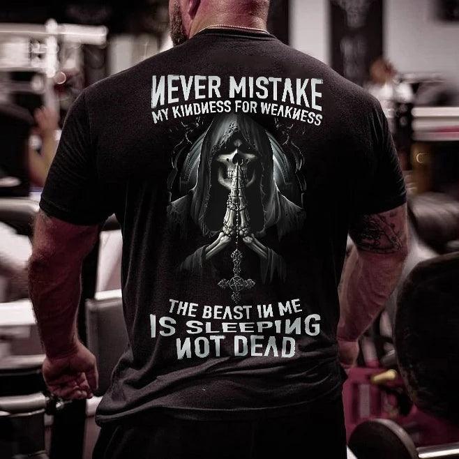 The Beast In Me Sleeps Not Dead Skeleton Basic Mens T-Shirt