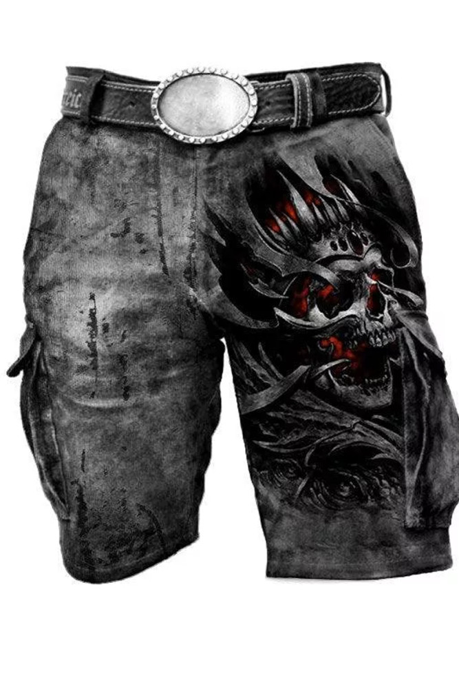 Mens Skull Freedom Print Shorts