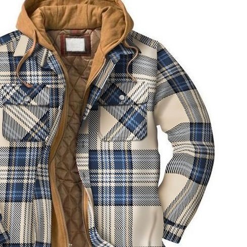 Mens Winter Plaid Thick Casual Jacket