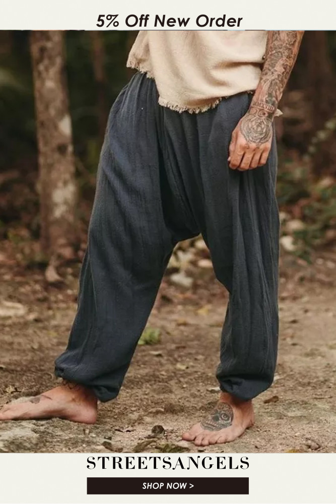 Men's Linen Holiday Plain Harem Pants