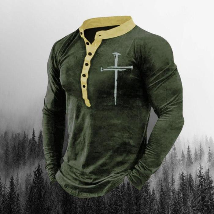 Faith Mens Warm And Comfortable Long Sleeve Henry Collar Pullover