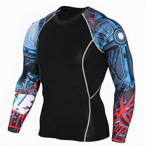 Mens 3D Tight Gym Sports Cycling T Shirt+Compression Quick-Drying Pants
