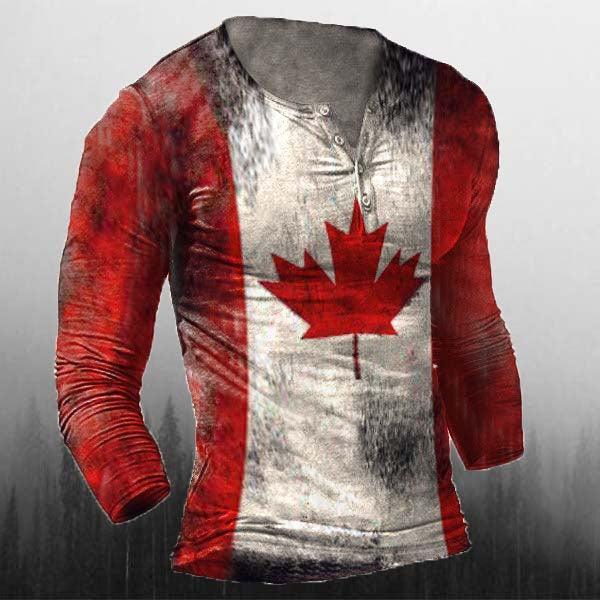 Mens Outdoor Canadian Retro Printed Freedom Long Sleeve