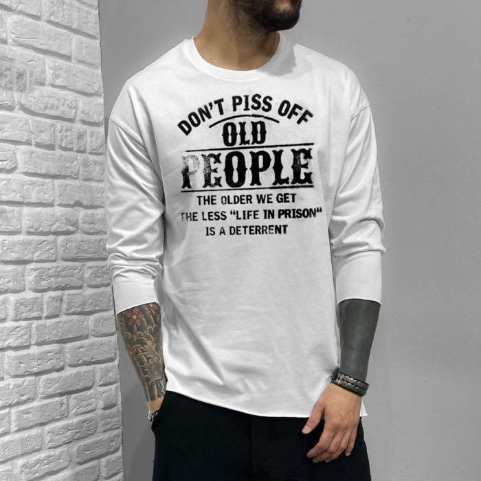 Men's  Don't Piss Off  Statement Slogan Long Sleeves T Shirts