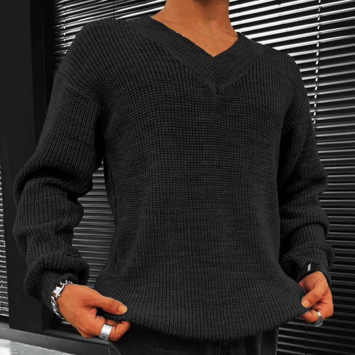 Men's Casual Long Sleeve V-Neck Sweater