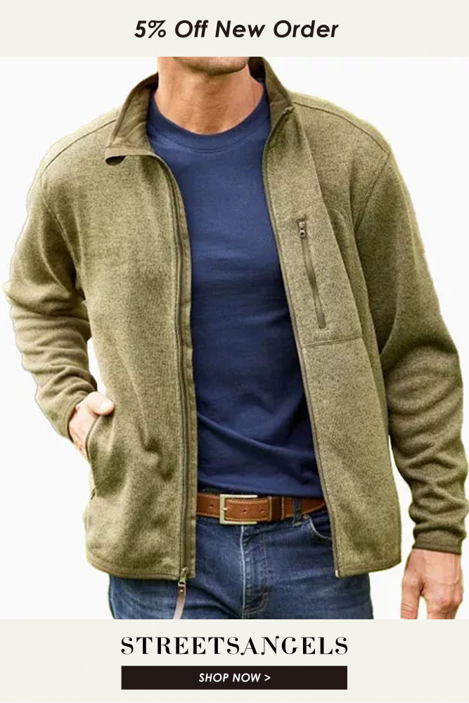 Men's Vintage Plush Fleece Zipper Pocket Jacket Outerwear