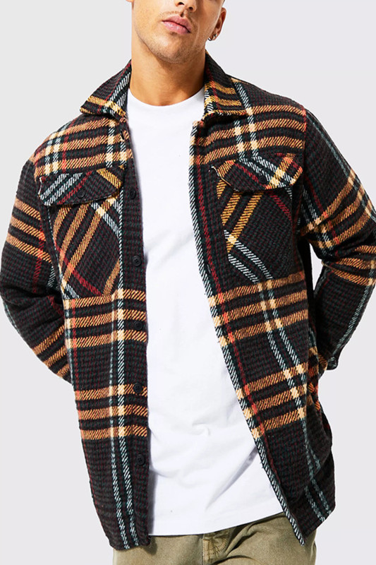 Men's Lapel Collar Loose Top Fashion Printed Jacket Coat