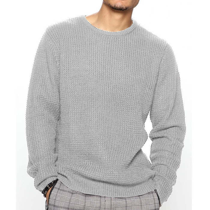 Men's Casual Oversized Solid Color Crew Neck Pullover Sweater