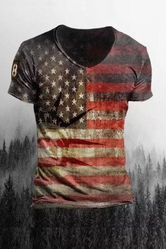 Men's Outdoor Freedom Eagle Print Comfortable Casual T-shirt