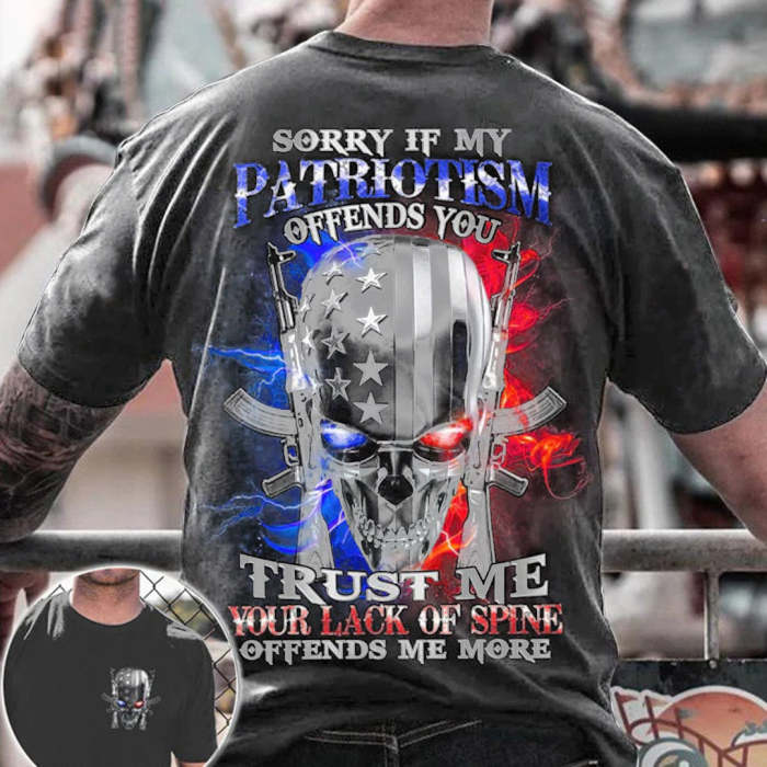 My Patriotism Creative Skull Smoke All Over Print Mens Short Sleeve T-Shirt