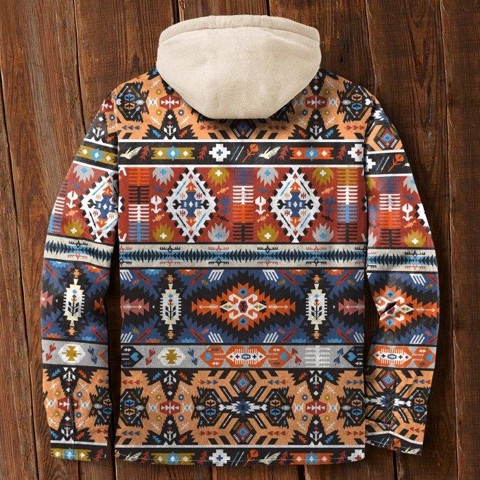Men's Autumn & Winter Outdoor Casual Vintage Ethnic Print Hooded Jacket
