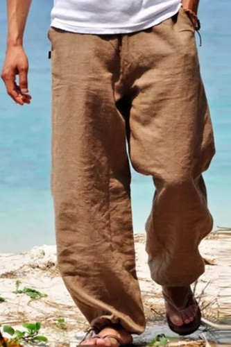 Men's Linen Elastic Waist Breathable Elastic Foot Casual Pants