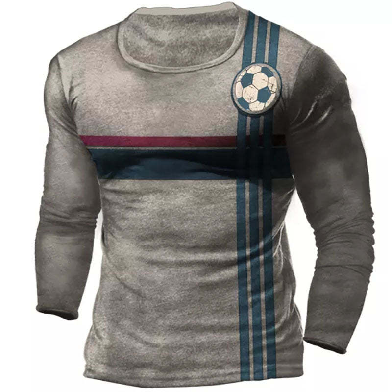 Mens Casual Soccer Printed Long Sleeve Pullover Sweatshirt